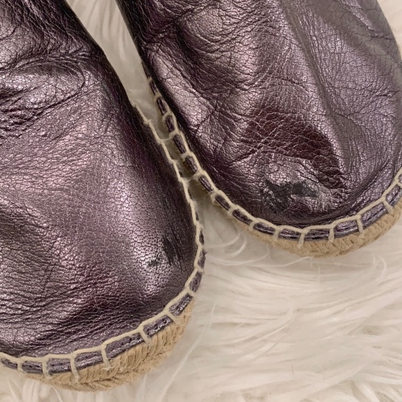 Vince Leather Metallic Canvas Flat Espadrilles - Picture 6 of 12